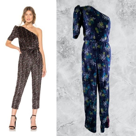 Tularosa Knowles One Shoulder Floral Jumpsuit - Floral Blue